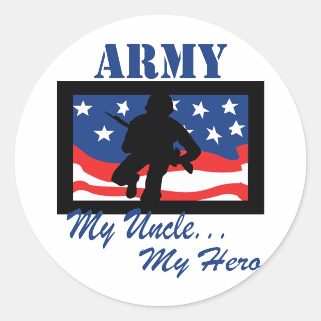Army My Uncle My Hero Classic Round Sticker (Front)