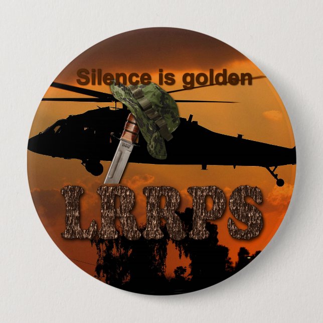 Army Navy Air Force Marines Rangers LRRPS Recon 4 Inch Round Button (Front)