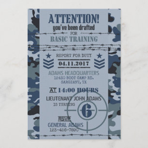 Army Navy Camouflage Military Birthday Invitation