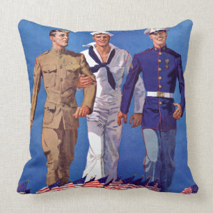 Army, Navy & Marines Throw Pillow