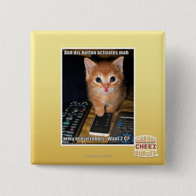 Army of Evil Robots 2 Inch Square Button (Front)