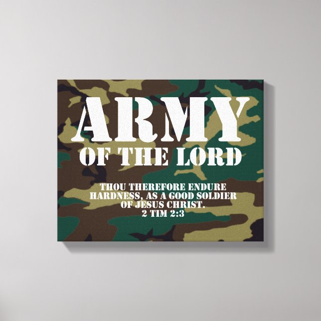 Army of the Lord, Bible Scripture Camo Canvas Print (Front)
