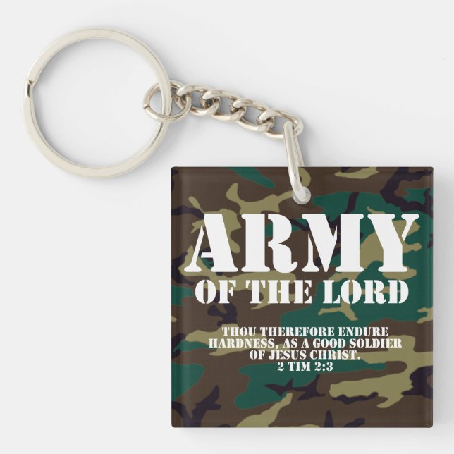 Army of the Lord, Bible Scripture Camo Keychain (Front)