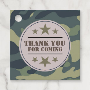 Army party favour tag, camouflage tag