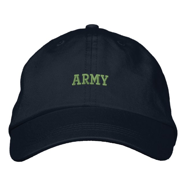 Army Premium Veterans Basic Adjustable Navy Colour Embroidered Hat (Front)