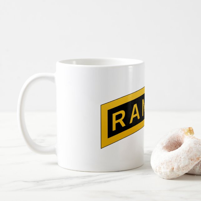 Army RANGER Military Symbol Text Design Coffee Mug (With Donut)