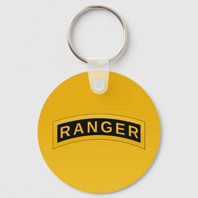 Army RANGER Military Symbol Text Design on yellow Keychain (Front)