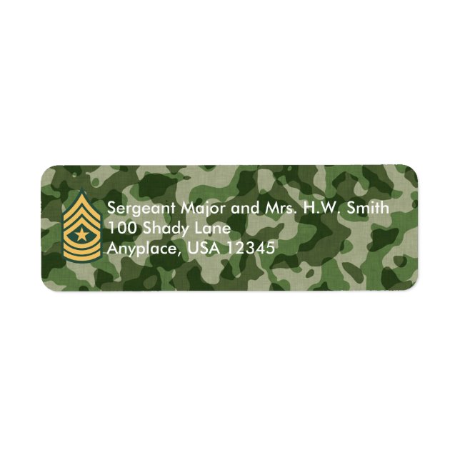 Army Sergeant Major Camoflage Address Label (Front)