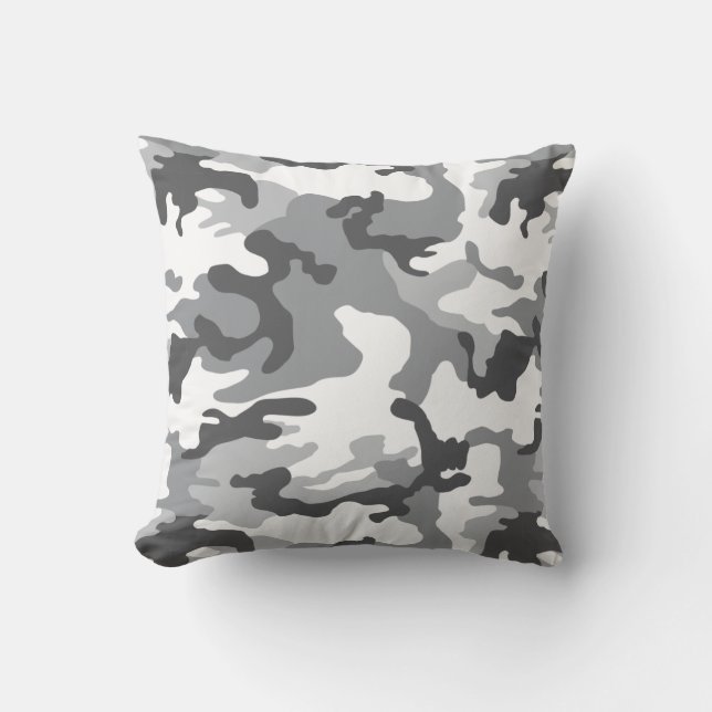 Army Snow Camouflage Fleece Blanket Throw Pillow (Front)