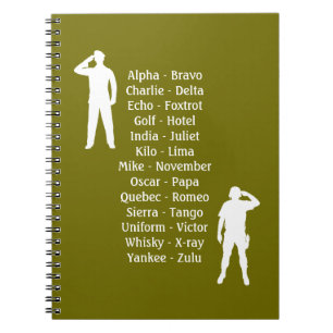 Army Soldier Phonetic Alphabet Cadet School Notebook