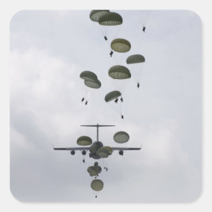 Army Soldiers jump out of a C-17 Globemaster II Square Sticker
