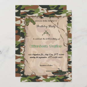 Army Soldiers Military Birthday Invitation