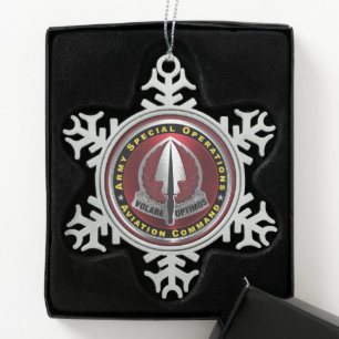 Army Special Operations Aviation Command Snowflake Pewter Christmas Ornament