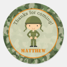 Army Stickers - Military Boy Birthday Party Favour