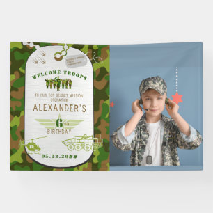Army Tag Green Camo Camouflage Military Welcome Banner