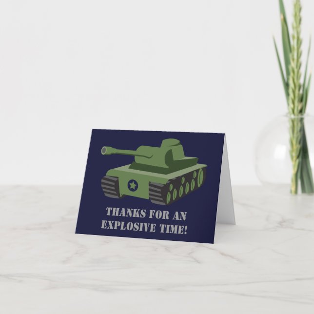 Army Tank Birthday Party Thank You Card (Front)