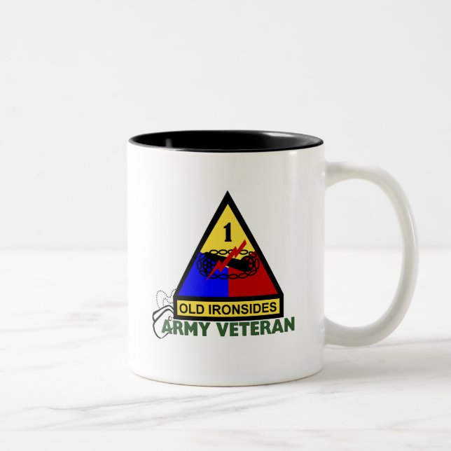 Army Veteran - 1st AD Two-Tone Coffee Mug (Right)