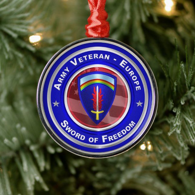 Army Veteran-Europe Keepsake Christmas Metal Ornament (Tree)