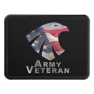 Army Veteran- Flag Draped American Eagle Trailer Hitch Cover