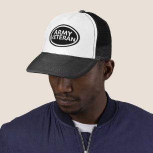 Army Veteran print novelty: Military design Trucker Hat