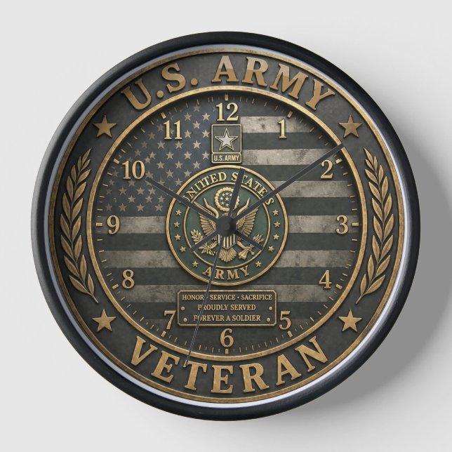 Army Veteran Tribute Clock (Front)