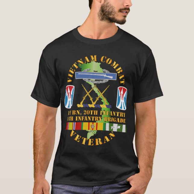 Army - Vietnam Combat Vet - CIB - DUI w T-Shirt (Front)