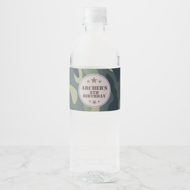 Army water label, Camouflage Water Bottle Label (Front)