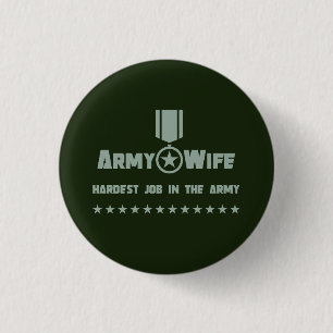 Army Wife Proud Military Service Star Medal 1 Inch Round Button