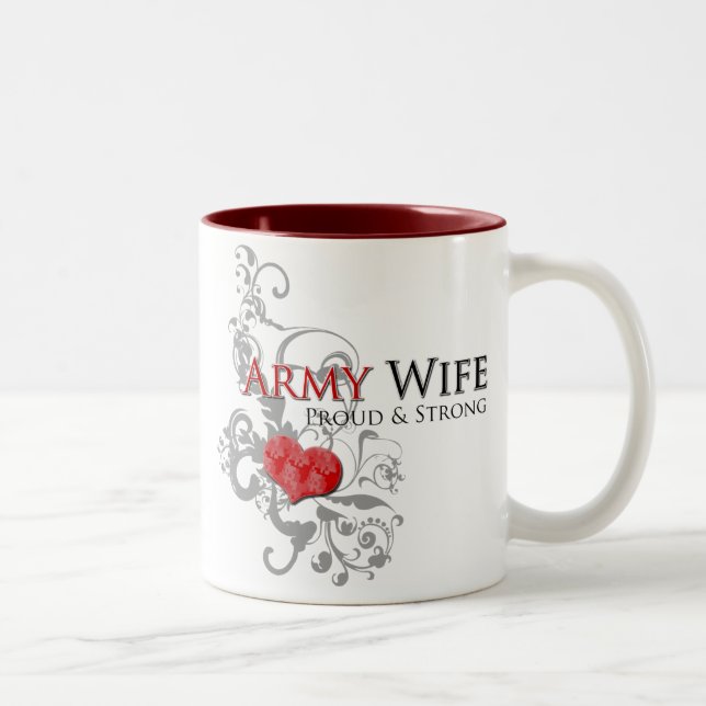 Army Wife - Proud & Strong Two-Tone Coffee Mug (Right)