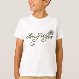 army wife-ring, dog tag, hat- green T-Shirt