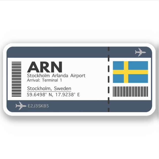 ARN Stockholm Boarding Pass - Sweden Travel (Front)