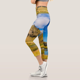 Arnarstapi Amtmansshus And Mount Stapafell, Icelan Capri Leggings
