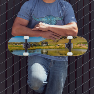 Arnarstapi Amtmansshus And Mount Stapafell, Icelan Skateboard