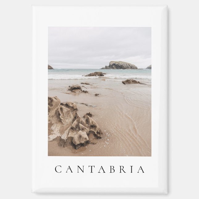 Arnia beach in Spain, neutral aesthetic beach Magnet (Front)