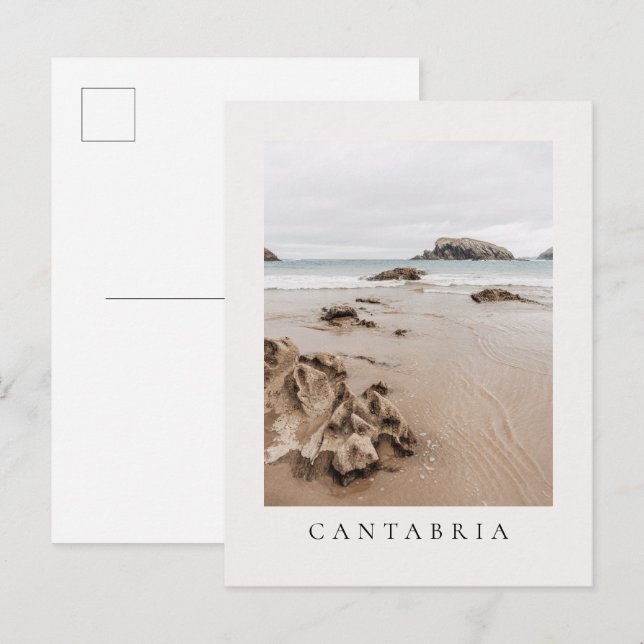 Arnia beach in Spain, neutral aesthetic beach Postcard (Front/Back)