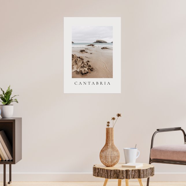 Arnia beach in Spain, neutral aesthetic beach Poster (Living Room 3)