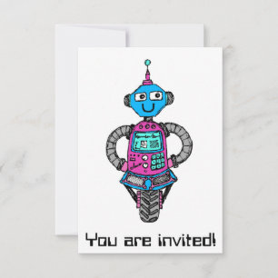 Arnie Robot: Pink and blue Invitation