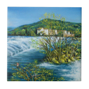 ARNO RIVER AT ROVEZZANO Florence Italy Tile