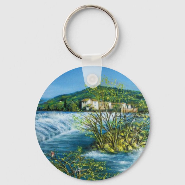 ARNO RIVER AT ROVEZZANO Florence Tuscany Landscape Keychain (Front)