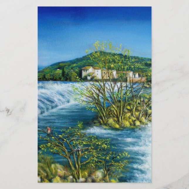 ARNO RIVER AT ROVEZZANO Florence Tuscany Landscape Stationery (Front)