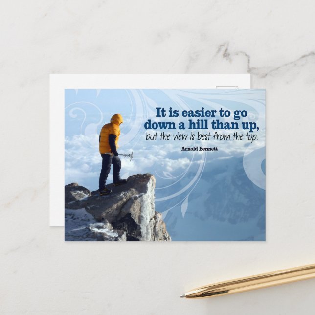 Arnold Bennett Inspirational Quote "Top view" Postcard (Front/Back In Situ)
