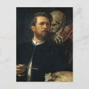 Arnold Böcklin - Self-Portrait with Death Postcard
