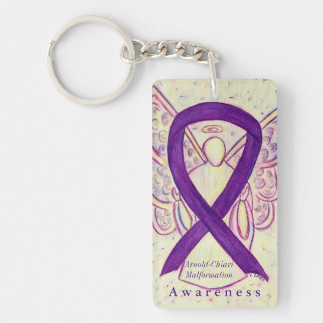 Arnold-Chiari Malformation Awareness Ribbon Chain Keychain (Front)