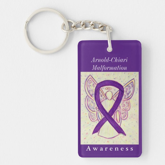 Arnold-Chiari Malformation Ribbon Angel Keychain (Front)