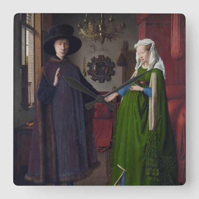 Arnolfini Portrait - Jan van Eyck Square Wall Clock (Front)