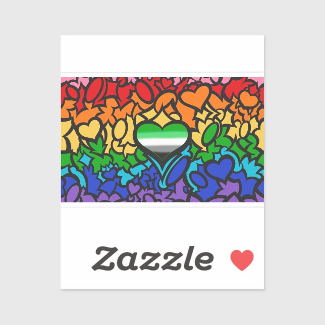Aro Heart 8-Sripe Rainbow Pride Squiggle (Sheet)