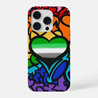 Aro Heart 8-Sripe Rainbow Pride Squiggle iPhone 15 Pro Case
