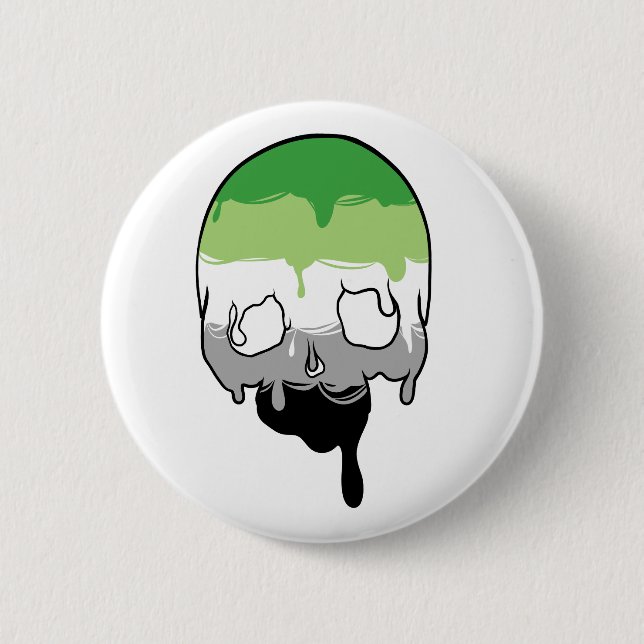 Aro Pride Dripping Skull 2 Inch Round Button (Front)