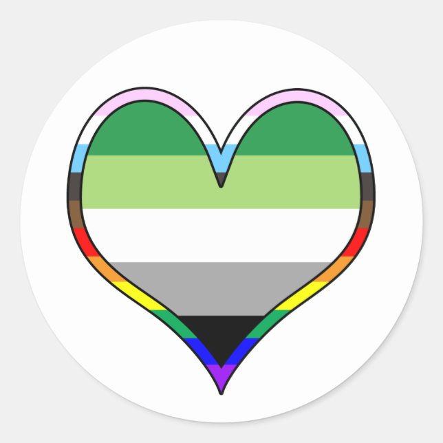 Aro Pride Heart Classic Round Sticker (Front)