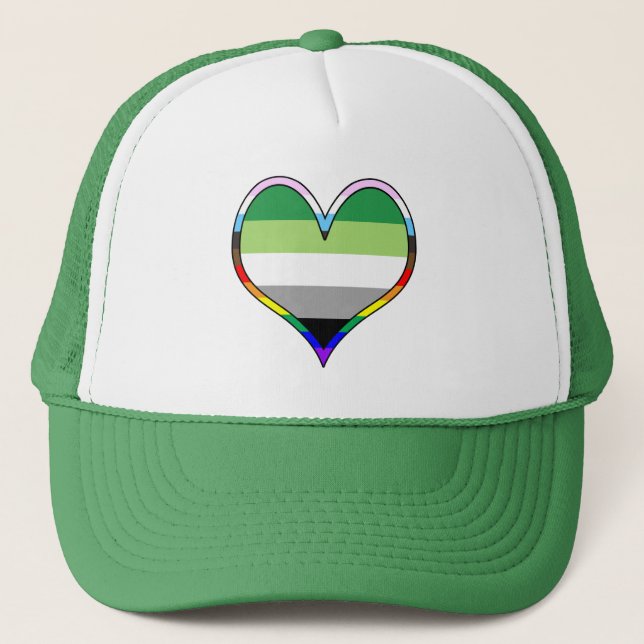 Aro Pride Heart Trucker Hat (Front)